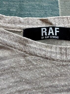 Raf Simons Men's Crewneck Sweater in Neutral Beige Knit